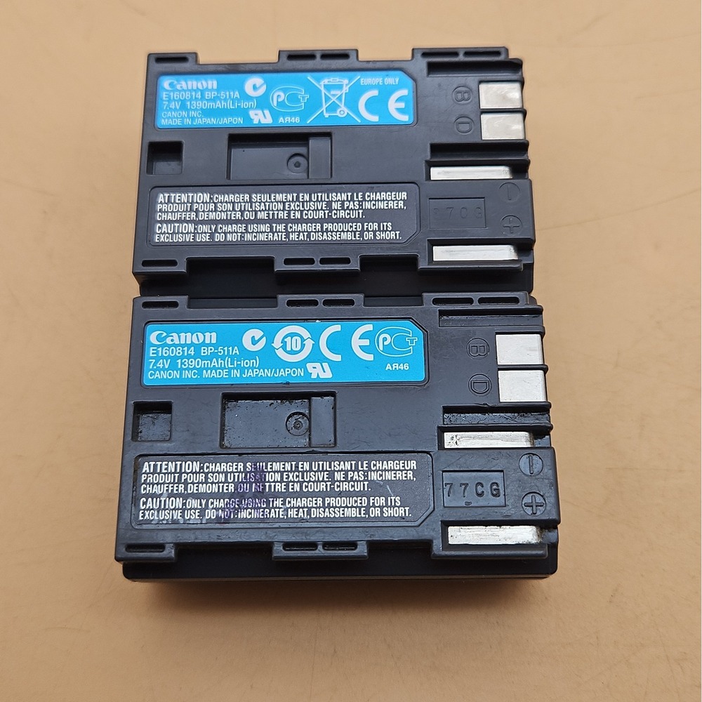 Lot Of 2 Canon BP-511A Camera Batteries Genuine OEM E160814